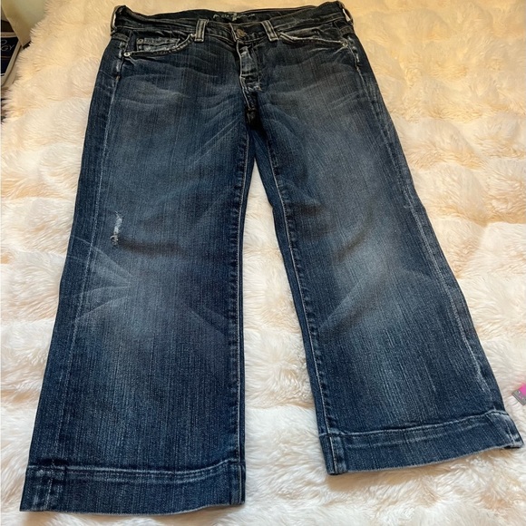 7 for all Mankind Cropped‎ Flare Dojo Jeans size 27 - Picture 1 of 11